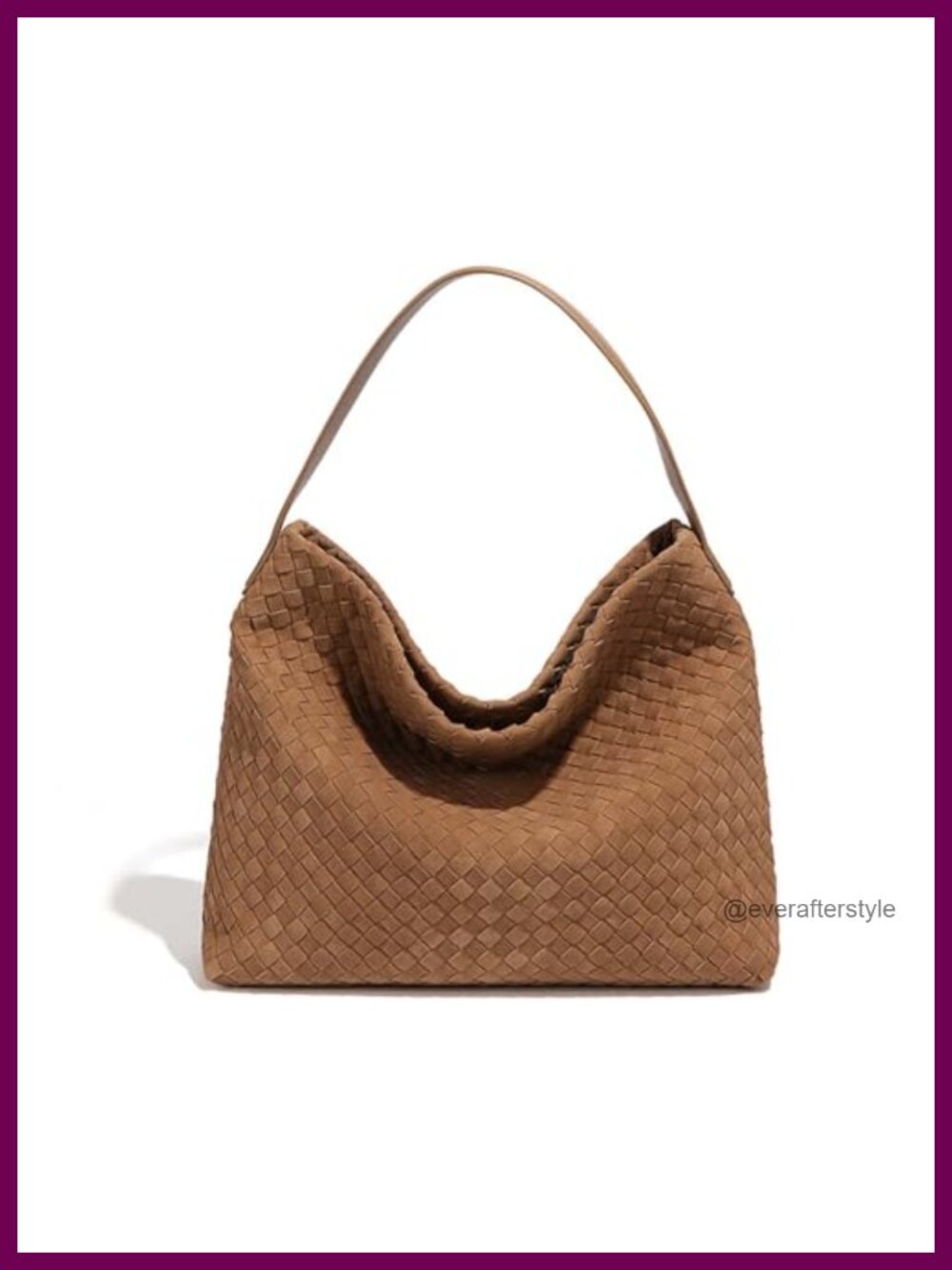 Woven Faux Suede Hobo Shoulder Bag Crossbody Satchel Handbag